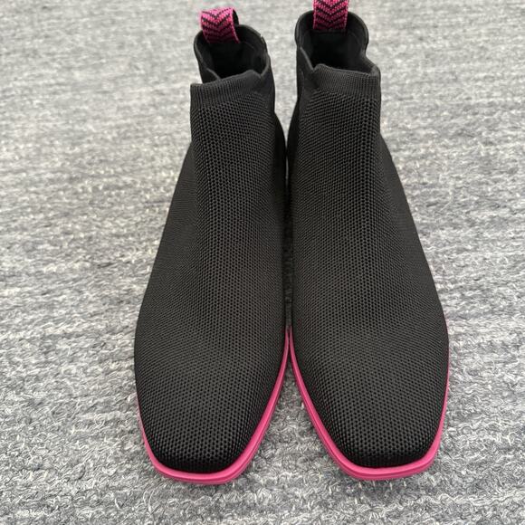 Vivaia Ryan Pro Square Toe Ankle Boots 7.5 Black Knit Water Repellent Booties - Picture 2 of 12